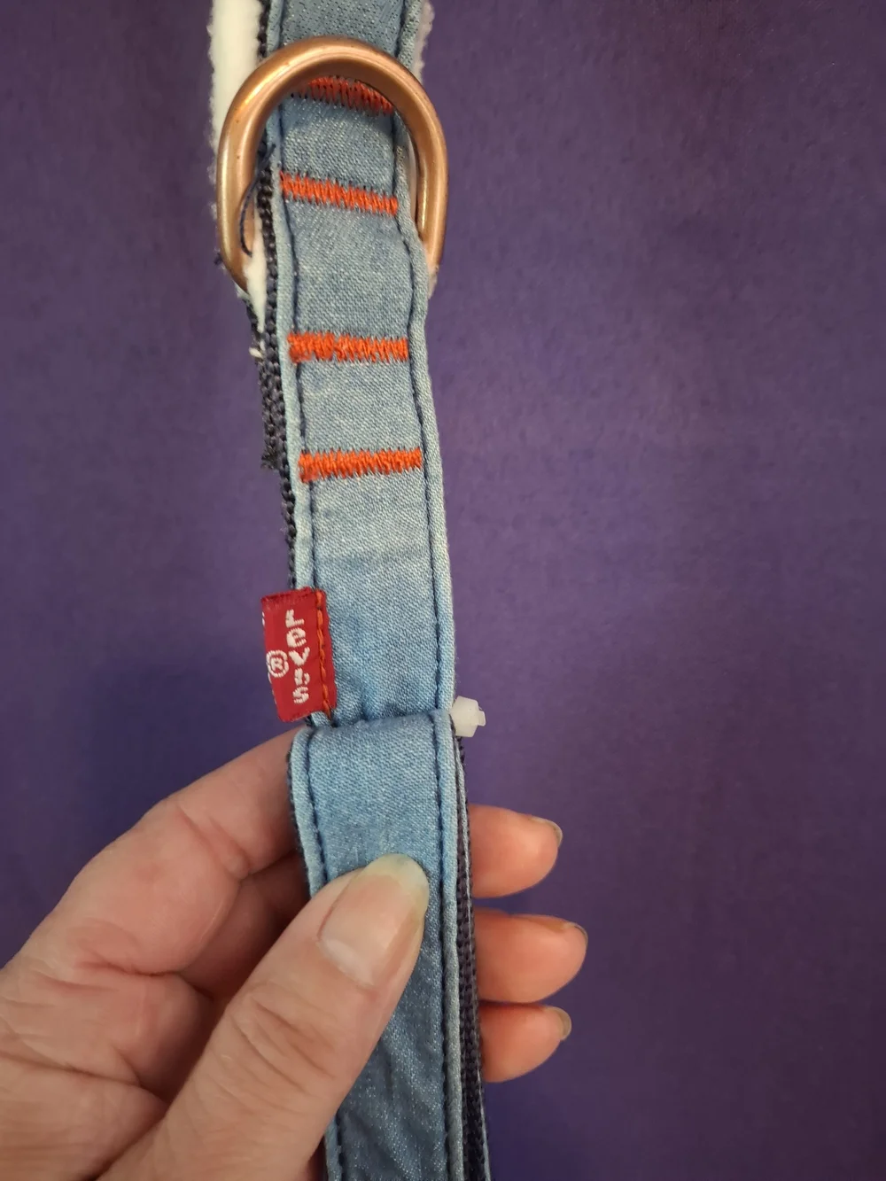 Levis Blue Nylon and Denim Dog Leash with Rose Gold Hardware